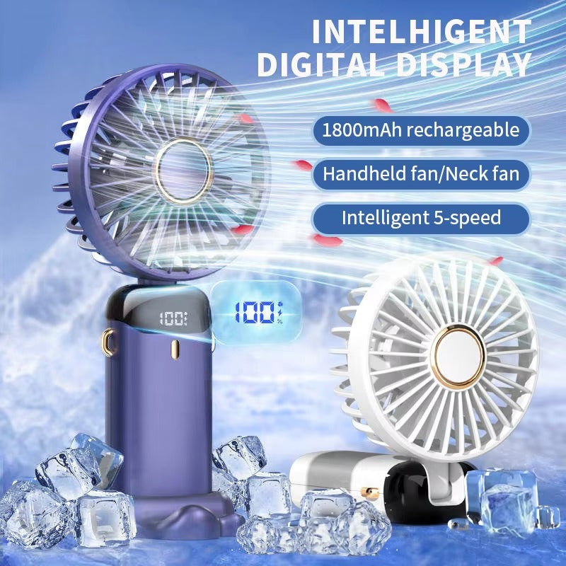 LED Digital Display Mini Fan – Rechargeable Portable Cooling Fan