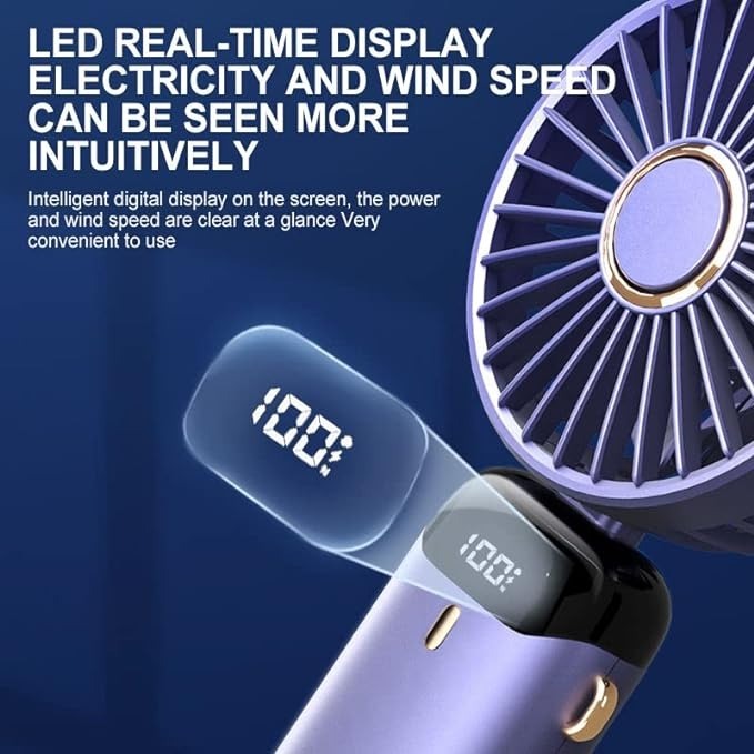 LED Digital Display Mini Fan – Rechargeable Portable Cooling Fan